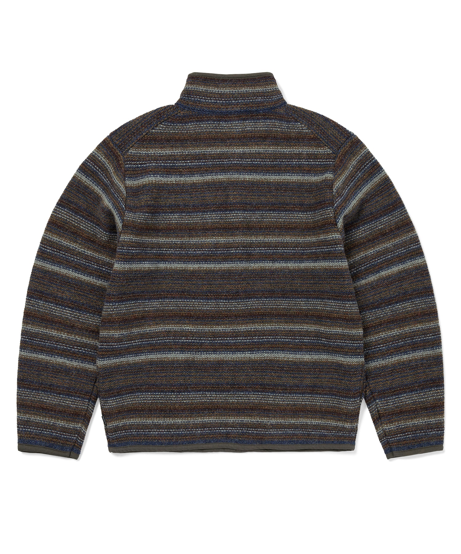 Striped Wool Knit Pullover Olive