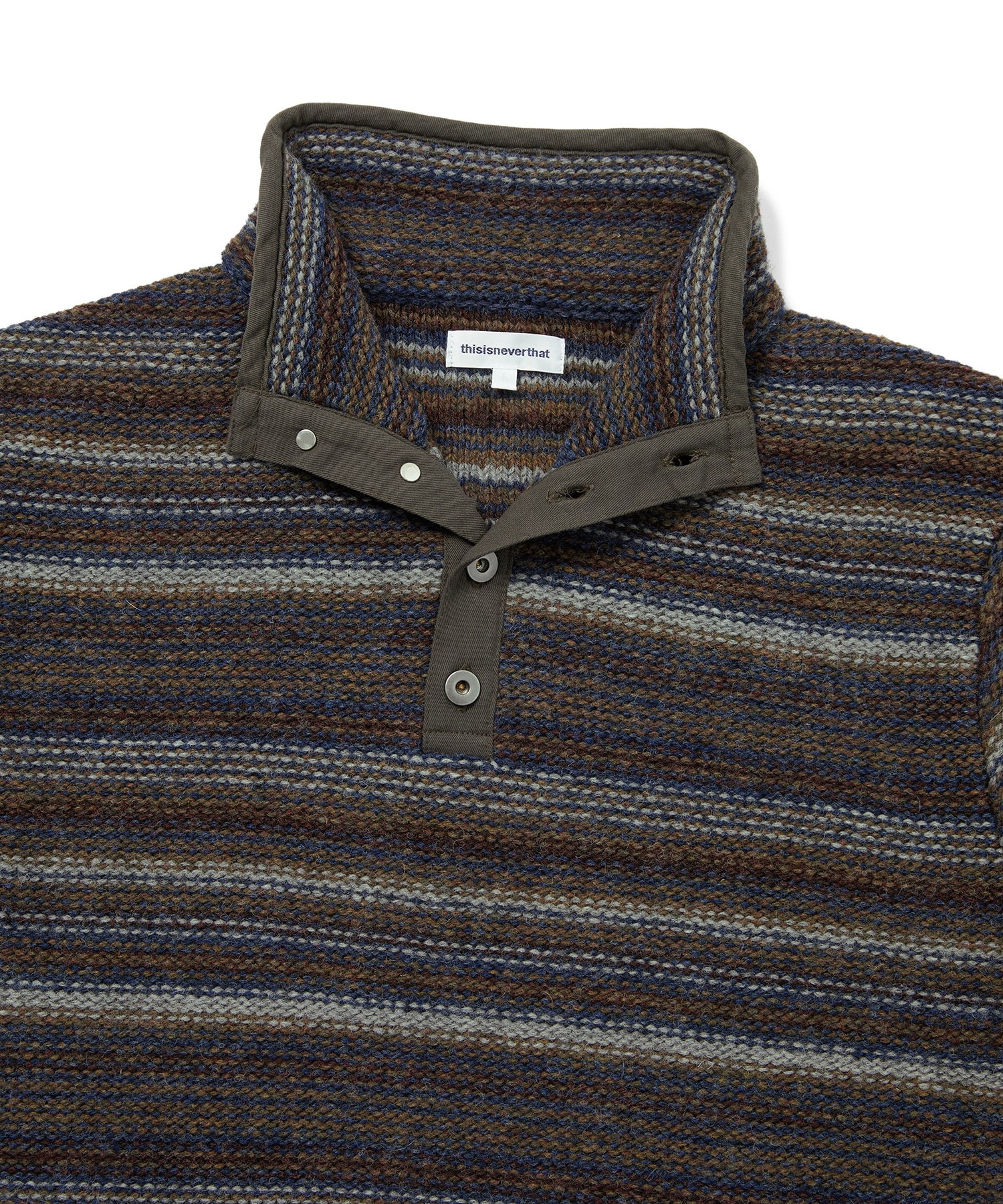Striped Wool Knit Pullover Olive