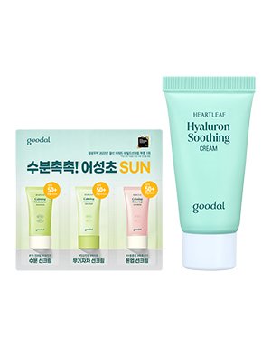 구달 맑은어성초선크림(수분+무기자차+선세럼) 3종샤셰 + 어성초히알루론수딩크림 10ml 사은품 이미지