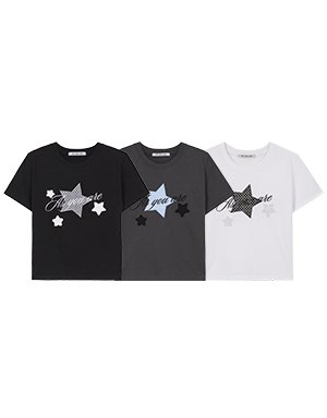 사은품 - 애즈유아 스타 패치 루즈 크롭 티셔츠 - 3 COLOR
