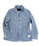 LINEN FOUR BOTTON JAKET BLUE