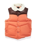 DOWN LEATHER VEST CARROT