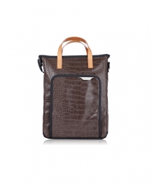 R TOTE CROCODILE DARK BROWN