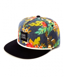 flower pettern 5 panel cap black