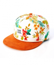 flower pettern 5 panel cap orange