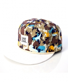 Animal camo 5 panel cap white