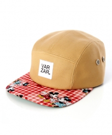 vtg 1990 mickey mouse camp cap red/beige