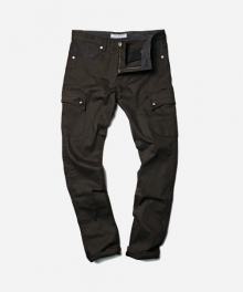 TWILL SLIM CARGO PANTS _ DARK KHAKI