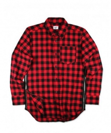 DIY SIDE-ZIP CHECKED SHIRT 3 - RED