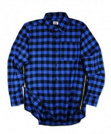 DIY SIDE-ZIP CHECKED SHIRT 3 - BLUE