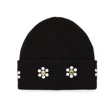 FLORAL ICON KNIT BEANIE (BLACK)