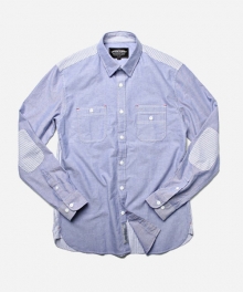 MIX STRIPE WORK SHIRT _ SKYBLUE