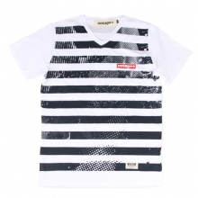 UMR 05 damage stripe v neck t-shirts_white(남여공용)