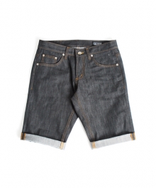 Broken Twill Denim Shorts Black