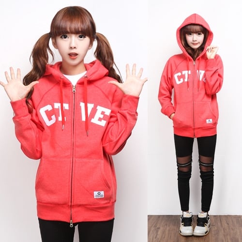 컬티브(CULTIVE) CTVE LOGO ZIP-UP HOODIE (RED) - 25,000 | 무신사 스토어