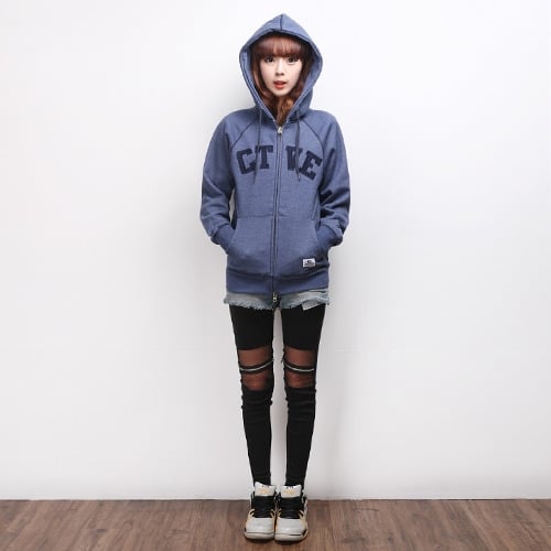 컬티브(CULTIVE) CTVE LOGO ZIP-UP HOODIE (D.BLUE) - 25,000 | 무신사 스토어