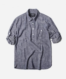 COZY LINEN PULLOVER SHIRT _ NAVY