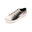 클라토(CLATO) Sneakers (1412-3)&lt;br&gt;Ivory & Silver Leather
