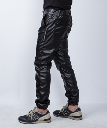 FAUX LEATHER JOGGER PANTS