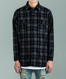 FLANNEL CHECKED SIDE ZIP SHIRT - GREY