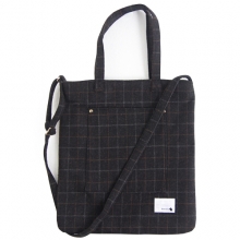 WOOL SUGAR BAG CHECK BLACK