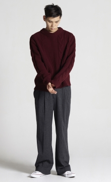 WAFFLE KNIT SWEATER WINE