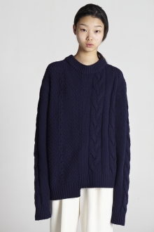 WAFFLE KNIT SWEATER NAVY