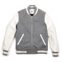 ZIP-UP VARSITY JACKET / GREY&OATMEAL