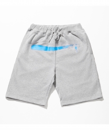 Blue Paint Half Sweatpants - Grey