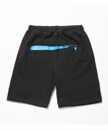 Blue Paint Half Sweatpants - Black