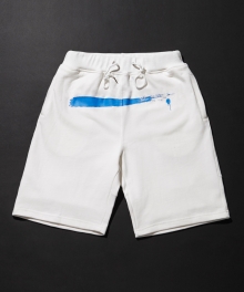 Blue Paint Half Sweatpants - White