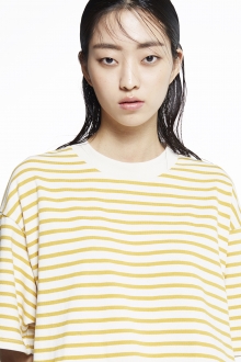 OVERSIZED STRIPE T SHIRT MUSTARD