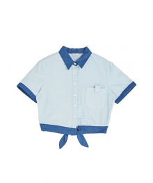 tie denim patch shirt