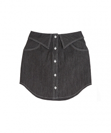 shirt collar dark denim skirt