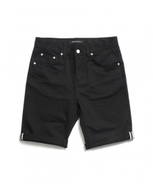 Black Slub Shorts With Stitch