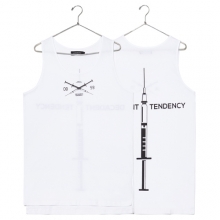 Syringe Sleeveless Long T-Shirt (White)