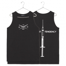 Syringe Sleeveless Long T-Shirt (Black)