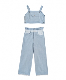 Bright denim ovarall two-piece