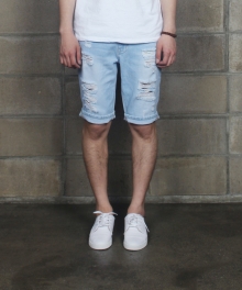 [021]washed short denim