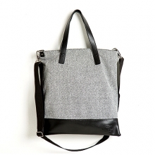 LEATHER COMBI CROSS BAG - YS2024GR /GRAY