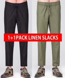 1+1 Linen Slacks Black + Khaki