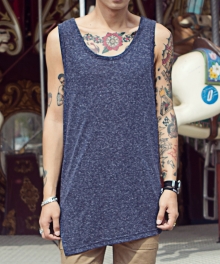 FLAX ASYMMETRIC TANK TOP - NAVY