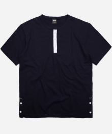 HENLEY NECK TEE _ NAVY