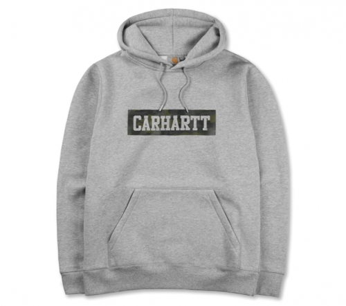 WIP CARHARTT WIP HOODED BOX COLLEGE SWEAT GREY HEATHER CAMO MONO BLACK FOREST