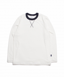 Color Neck Long Sleeve-T Ivory / Navy