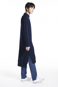 CABLE KNIT LONG SWEATER NAVY