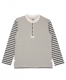 [콰이트] 3 Stripes Henly Neck T (ecru x navy)