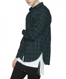 SIDE SLIT CHECKED SHIRT - GREEN