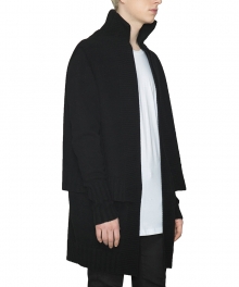 WHOLE GARMENT DOUBLE KNIT COAT - BLACK