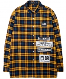 Oversized Patched Check Shirt - Yellow